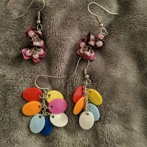 Fun multicolored earrings- 2 pairs